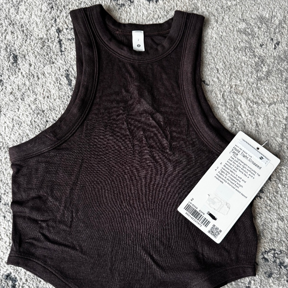 NWT Lululemon Hold Tight Tank Cropped in Espresso Sz 2